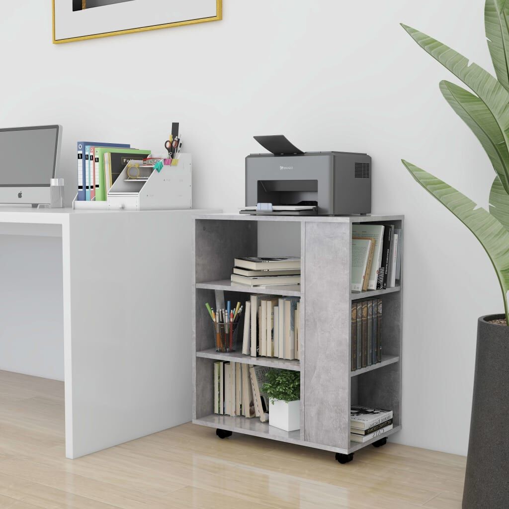 Rolling Cabinet Concrete Grey 60x35x75 cm Engineered Wood Rolling Cabinet Concrete Grey 60x35x75 cm Engineered Wood