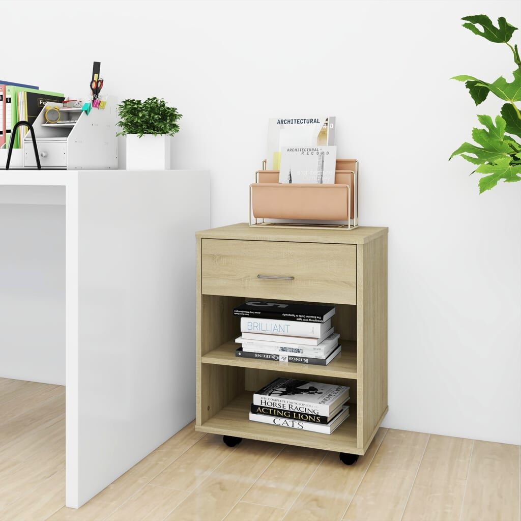 Rolling Cabinet Sonoma Oak 46x36x59 cm Engineered Wood Rolling Cabinet Sonoma Oak 46x36x59 cm Engineered Wood