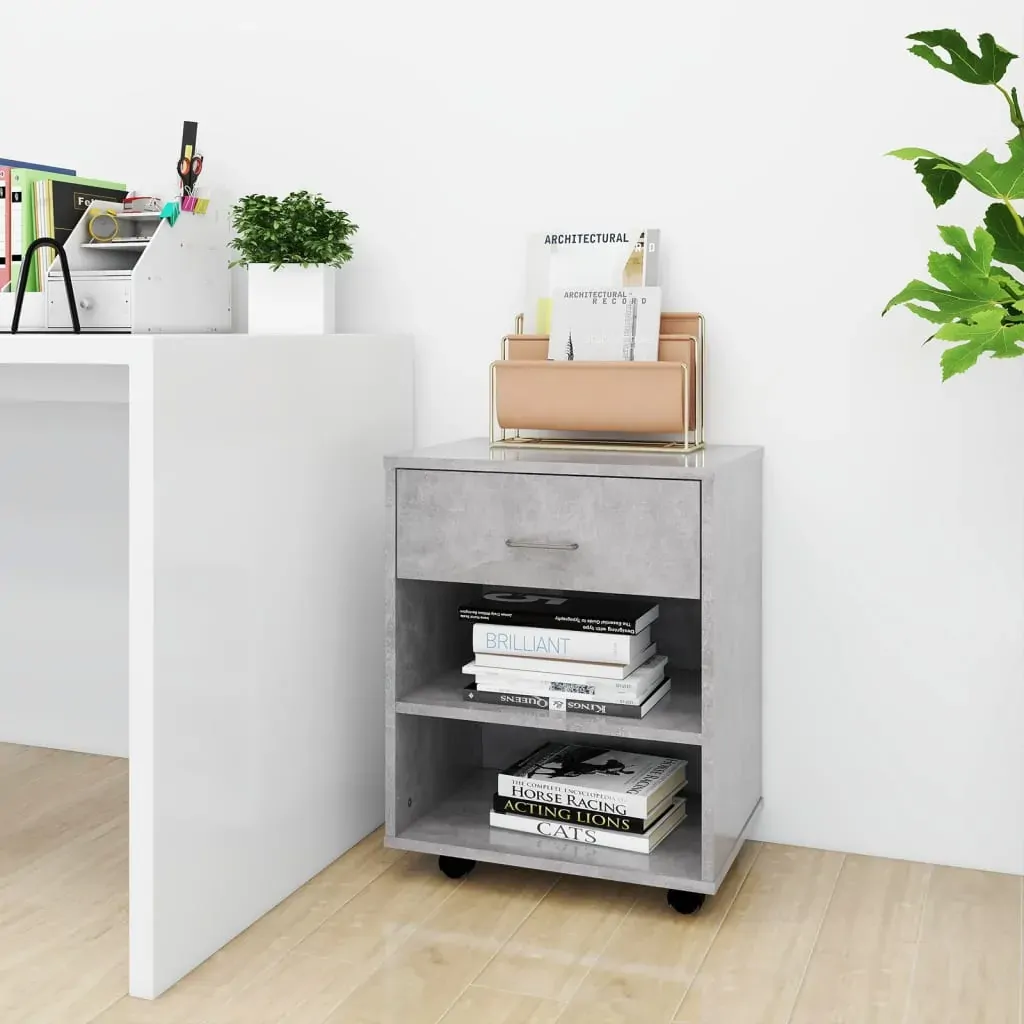 Rolling Cabinet Concrete Grey 46x36x59 cm Engineered Wood Rolling Cabinet Concrete Grey 46x36x59 cm Engineered Wood