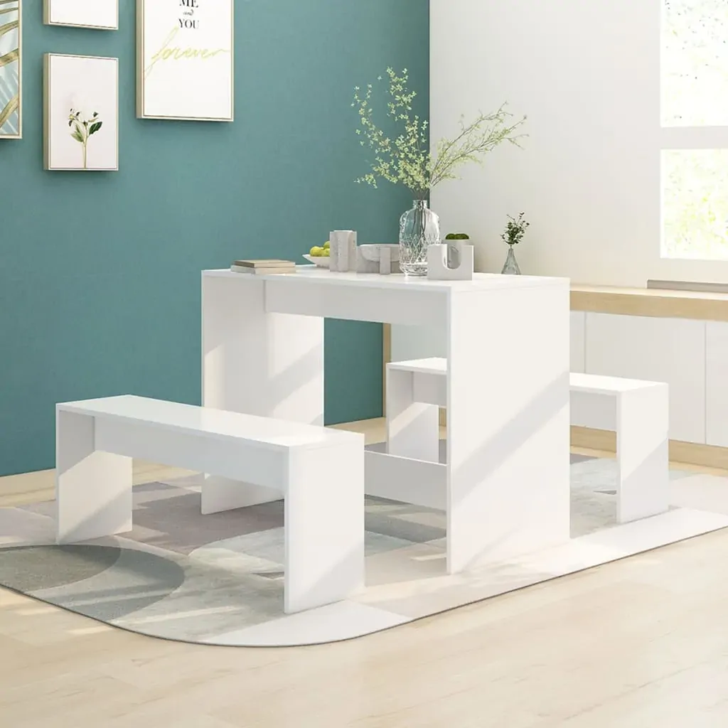 3 Piece Dining Set White Engineered Wood 3 Piece Dining Set White Engineered Wood