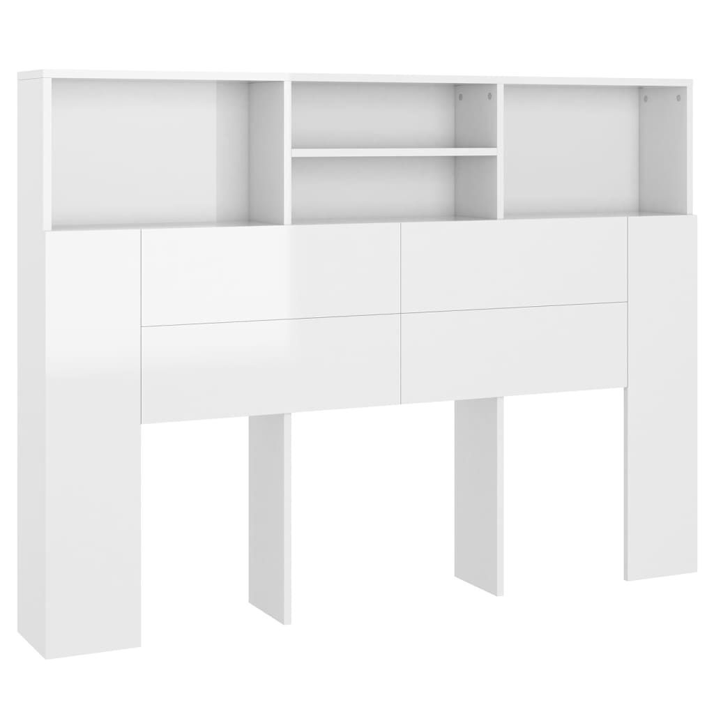 Headboard Cabinet High Gloss White 140x19x103.5 cm Headboard Cabinet High Gloss White 140x19x103.5 cm