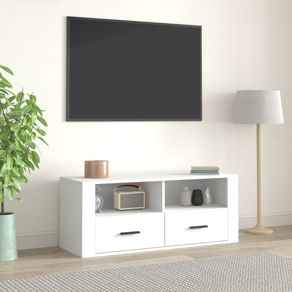 TV Cabinet White 100x35x40 cm Engineered Wood TV Cabinet White 100x35x40 cm Engineered Wood