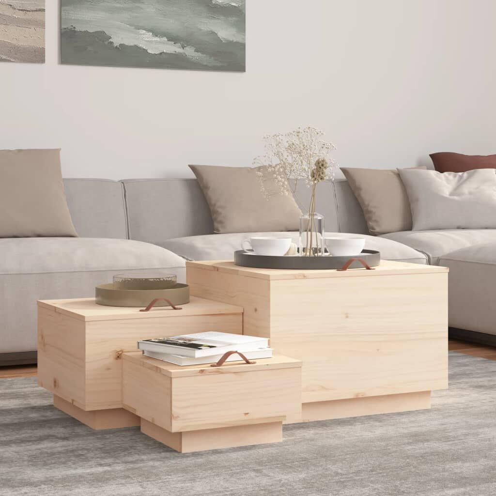 Storage Boxes with Lids 3 pcs Solid Wood Pine Storage Boxes with Lids 3 pcs Solid Wood Pine