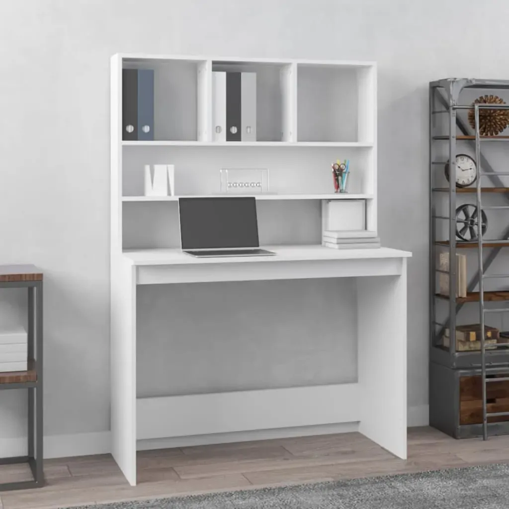 Desk with Shelves White 102x45x148 cm Engineered Wood Desk with Shelves White 102x45x148 cm Engineered Wood