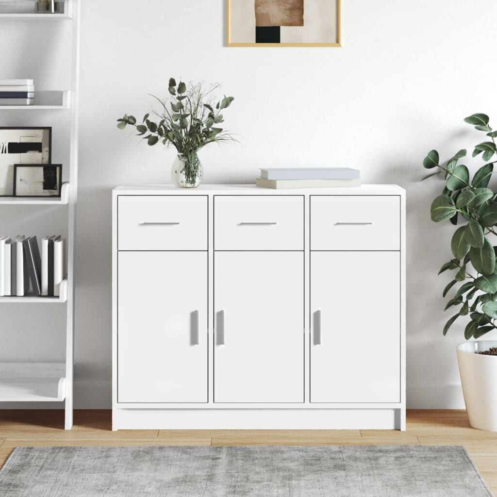 Sideboard White 91x28x75 cm Engineered Wood Sideboard White 91x28x75 cm Engineered Wood
