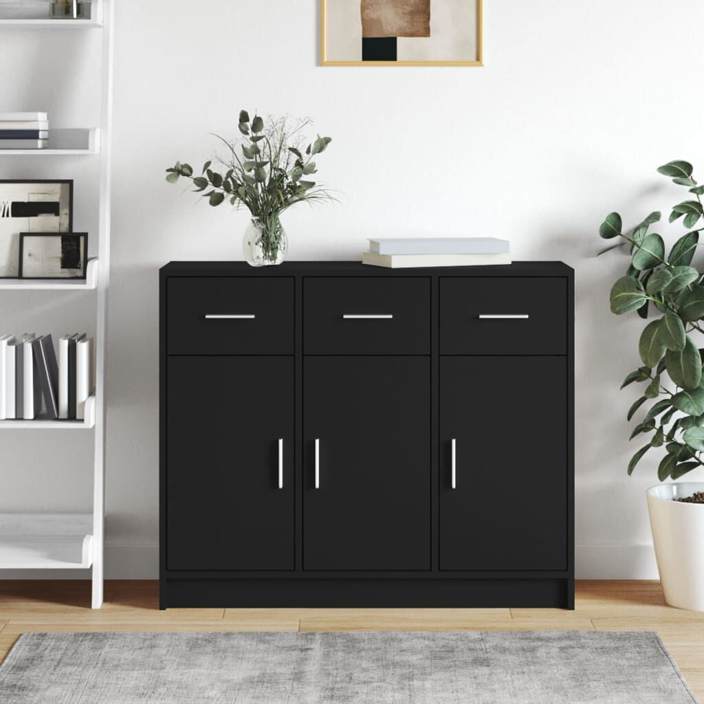 Sideboard Black 91x28x75 cm Engineered Wood Sideboard Black 91x28x75 cm Engineered Wood
