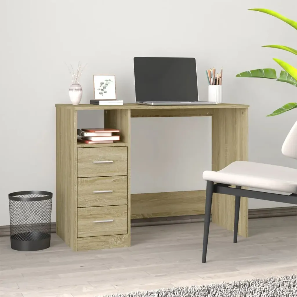 Desk with Drawers Sonoma Oak 102x50x76 cm Engineered Wood Desk with Drawers Sonoma Oak 102x50x76 cm Engineered Wood