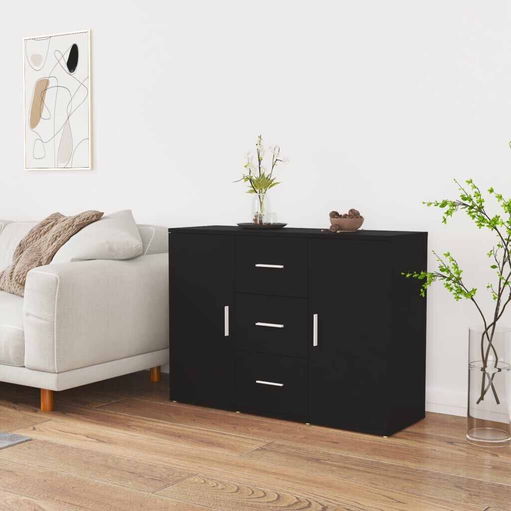Sideboard Black 91x29.5x65 cm Engineered Wood Sideboard Black 91x29.5x65 cm Engineered Wood