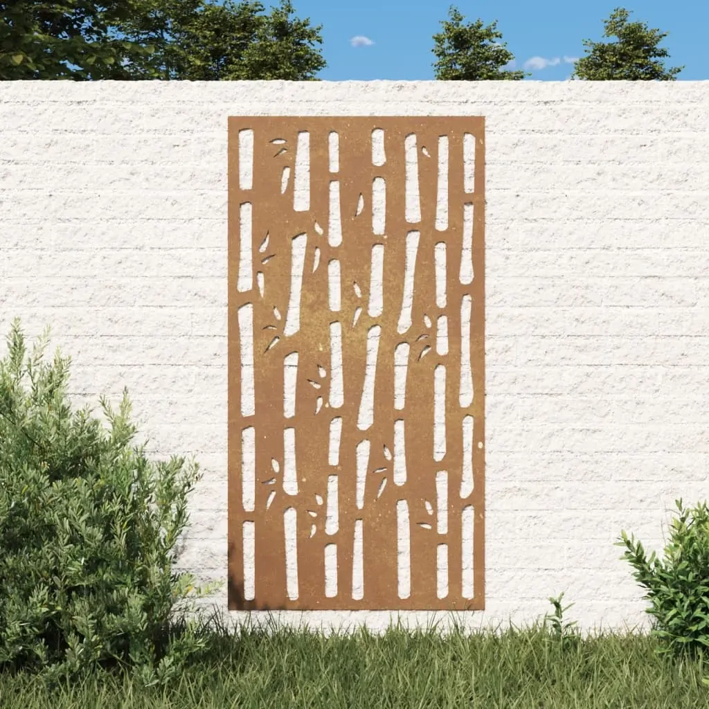 Garden Wall Decoration 105x55 cm Corten Steel Bamboo Design Garden Wall Decoration 105x55 cm Corten Steel Bamboo Design