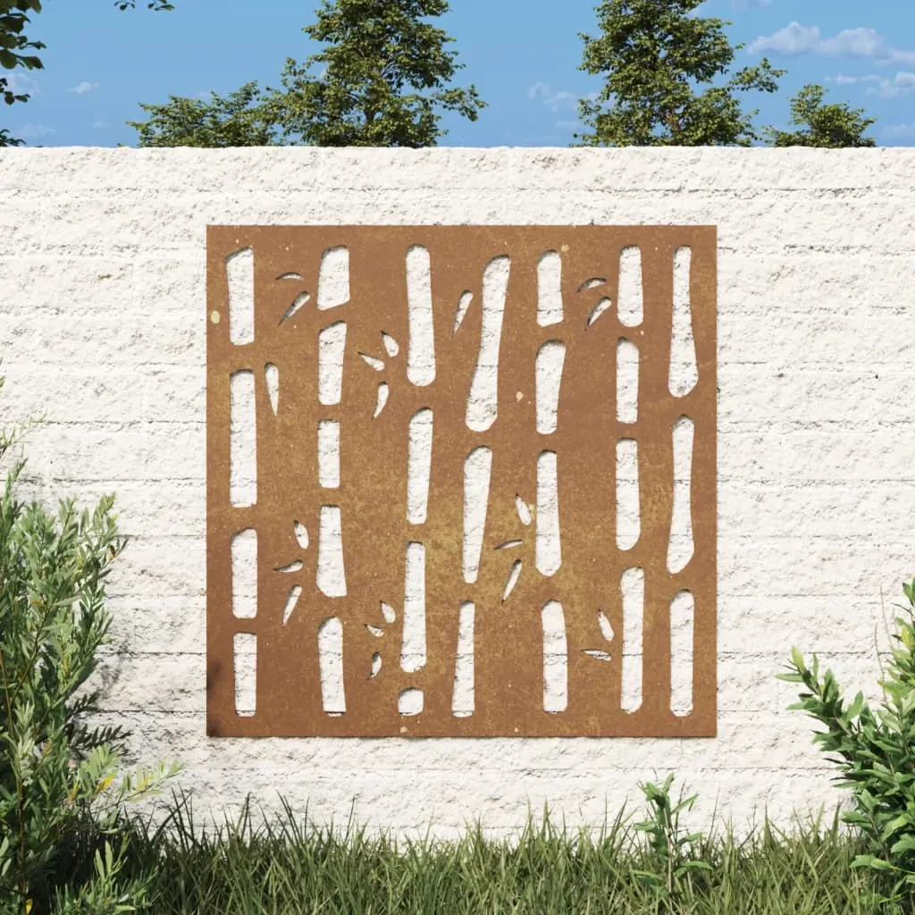 Garden Wall Decoration 55x55 cm Corten Steel Bamboo Design Garden Wall Decoration 55x55 cm Corten Steel Bamboo Design