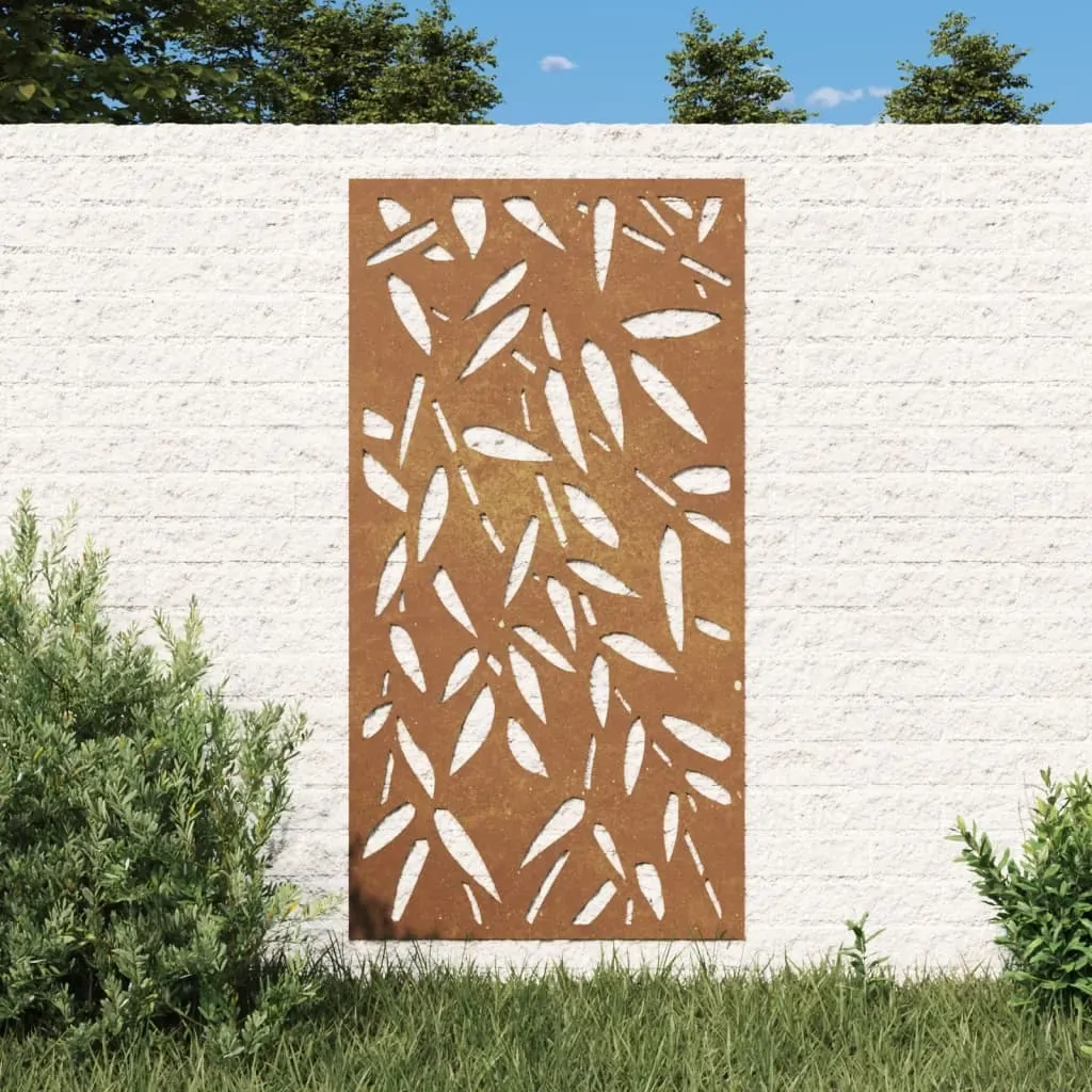 Garden Wall Decoration 105x55 cm Corten Steel Bamboo Leaf Design Garden Wall Decoration 105x55 cm Corten Steel Bamboo Leaf Design