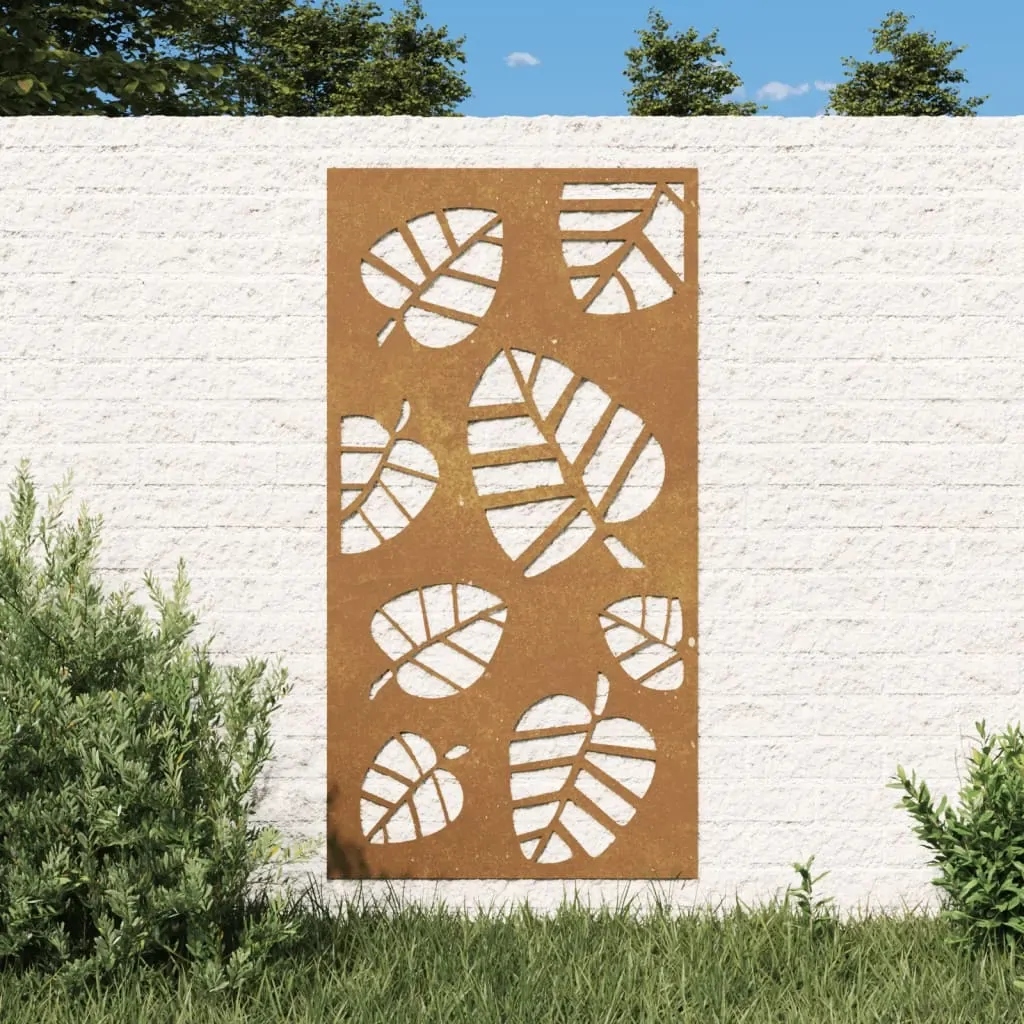 Garden Wall Decoration 105x55 cm Corten Steel Leaf Design Garden Wall Decoration 105x55 cm Corten Steel Leaf Design