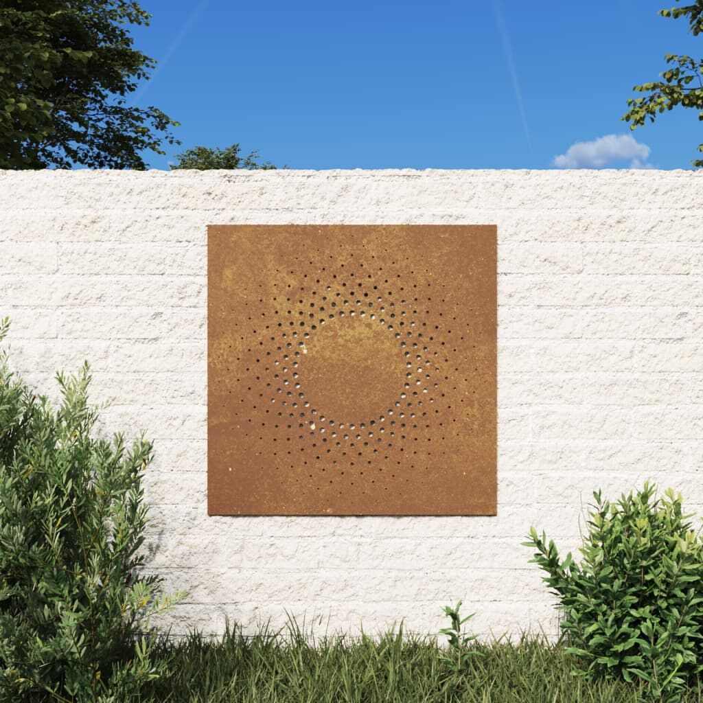 Garden Wall Decoration 55x55 cm Corten Steel Sun Design Garden Wall Decoration 55x55 cm Corten Steel Sun Design