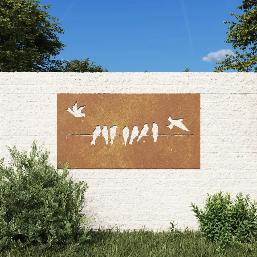 Garden Wall Decoration 105x55 cm Corten Steel Bird Design Garden Wall Decoration 105x55 cm Corten Steel Bird Design