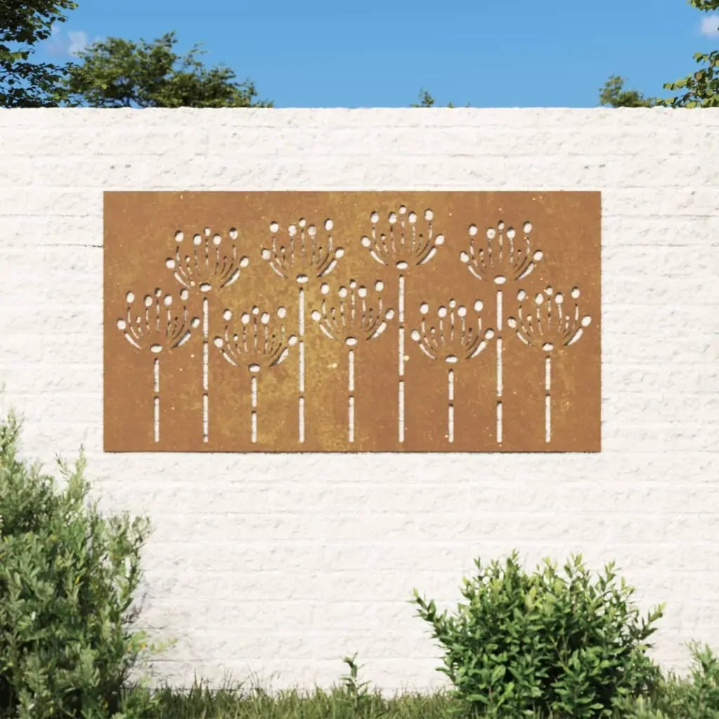 Garden Wall Decoration 105x55 cm Corten Steel Flower Design Garden Wall Decoration 105x55 cm Corten Steel Flower Design