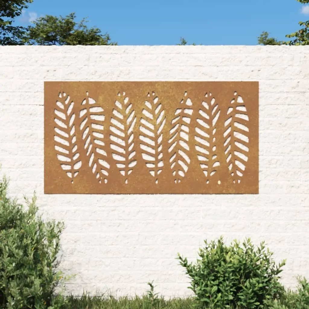 Garden Wall Decoration 105x55 cm Corten Steel Leaf Design Garden Wall Decoration 105x55 cm Corten Steel Leaf Design
