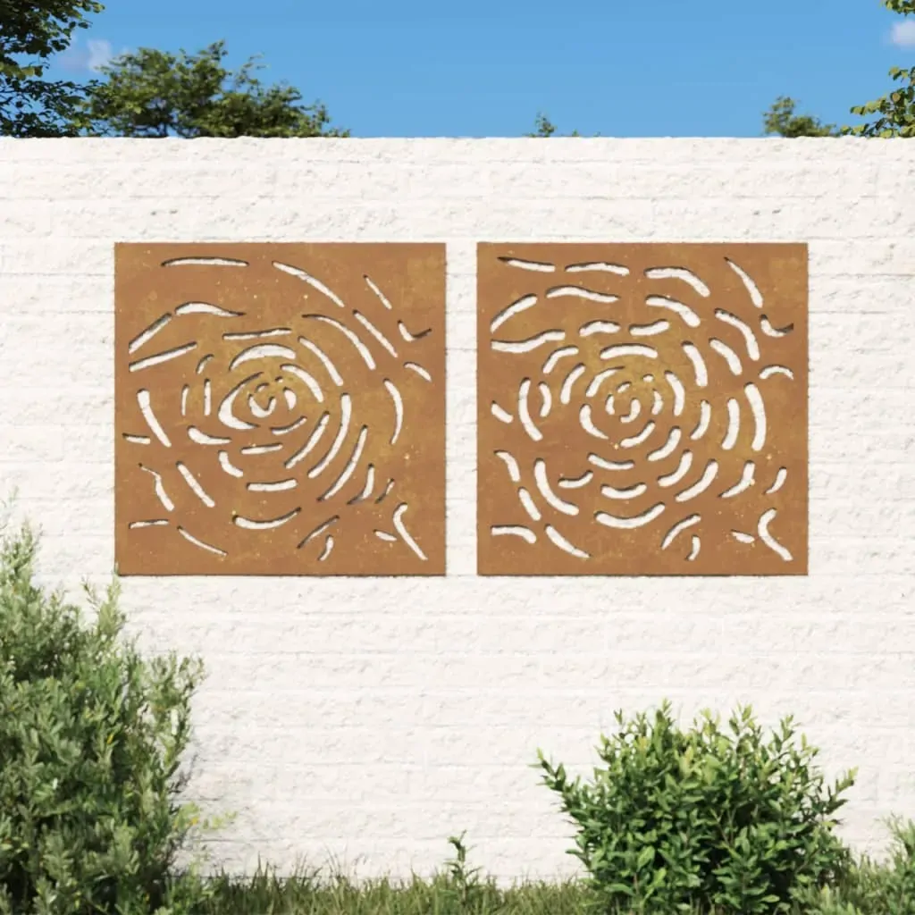 Garden Wall Decorations 2 pcs 55x55 cm Corten Steel Rose Design Garden Wall Decorations 2 pcs 55x55 cm Corten Steel Rose Design