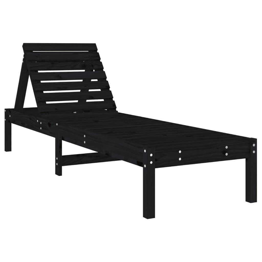 Sun Lounger Black 199.5x60x74 cm Solid Wood Pine Sun Lounger Black 199.5x60x74 cm Solid Wood Pine