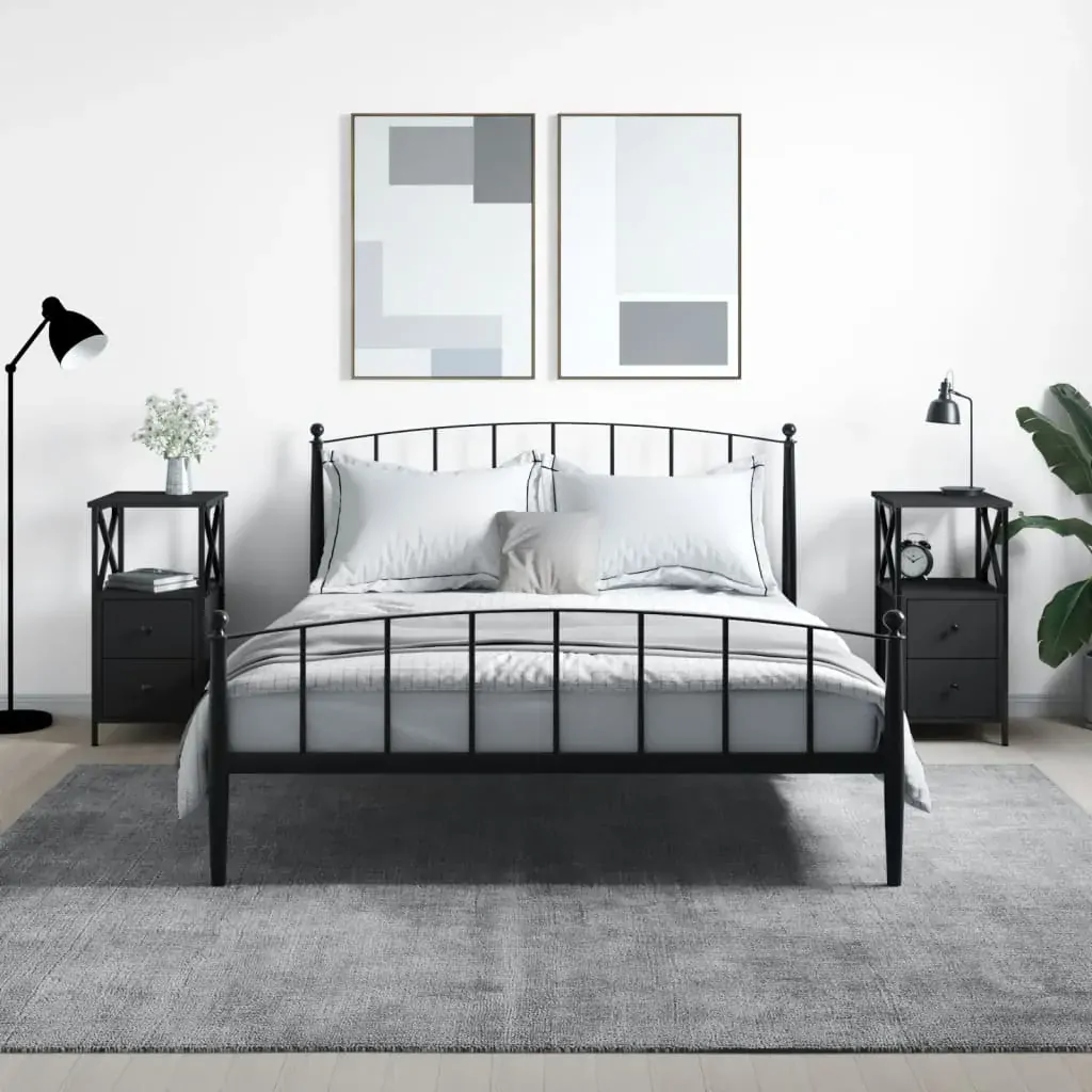 Bedside Cabinets 2 pcs Black 34x35.5x70 cm Engineered Wood Bedside Cabinets 2 pcs Black 34x35.5x70 cm Engineered Wood