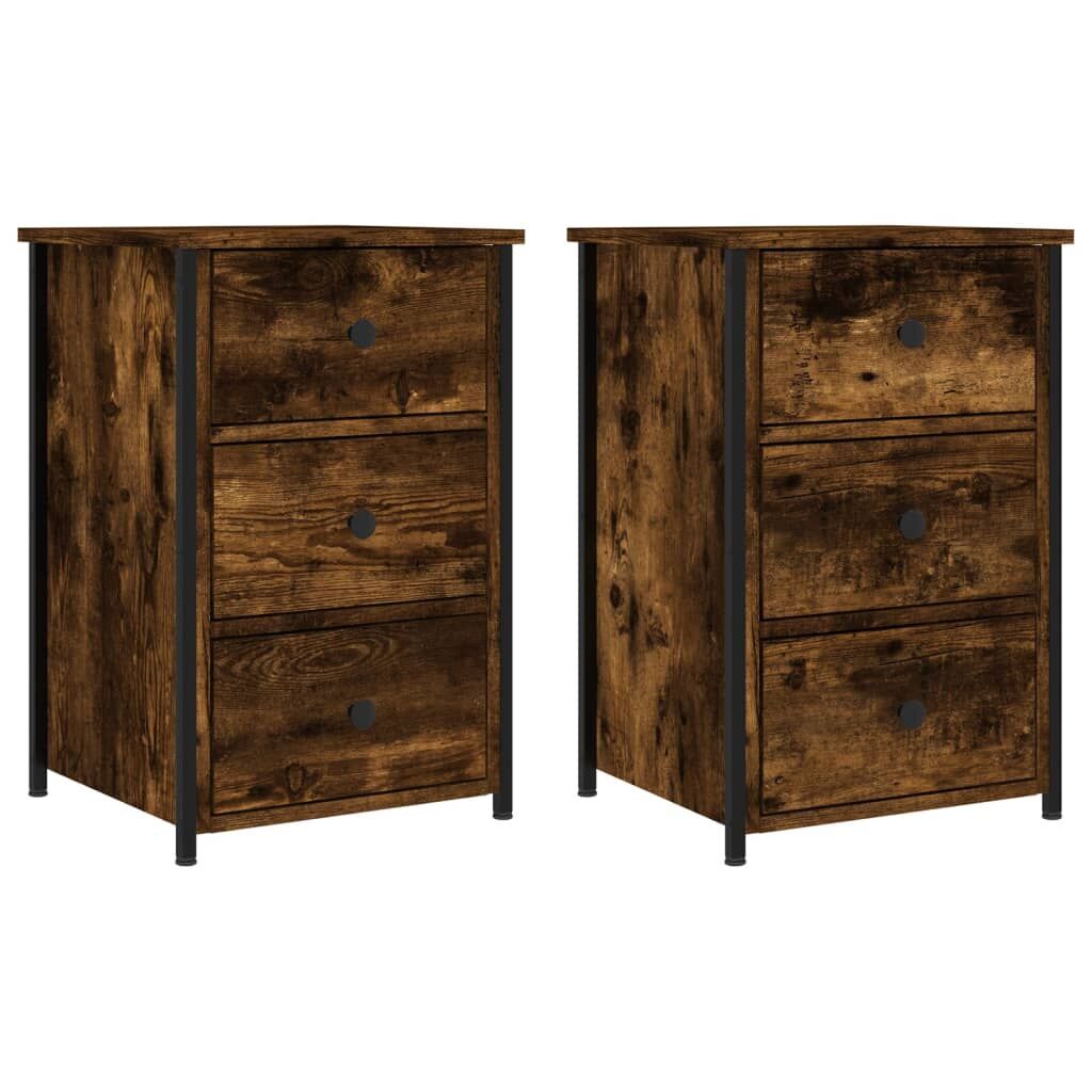 Bedside Cabinets 2 pcs Smoked Oak 40x36x60 cm Engineered Wood Bedside Cabinets 2 pcs Smoked Oak 40x36x60 cm Engineered Wood