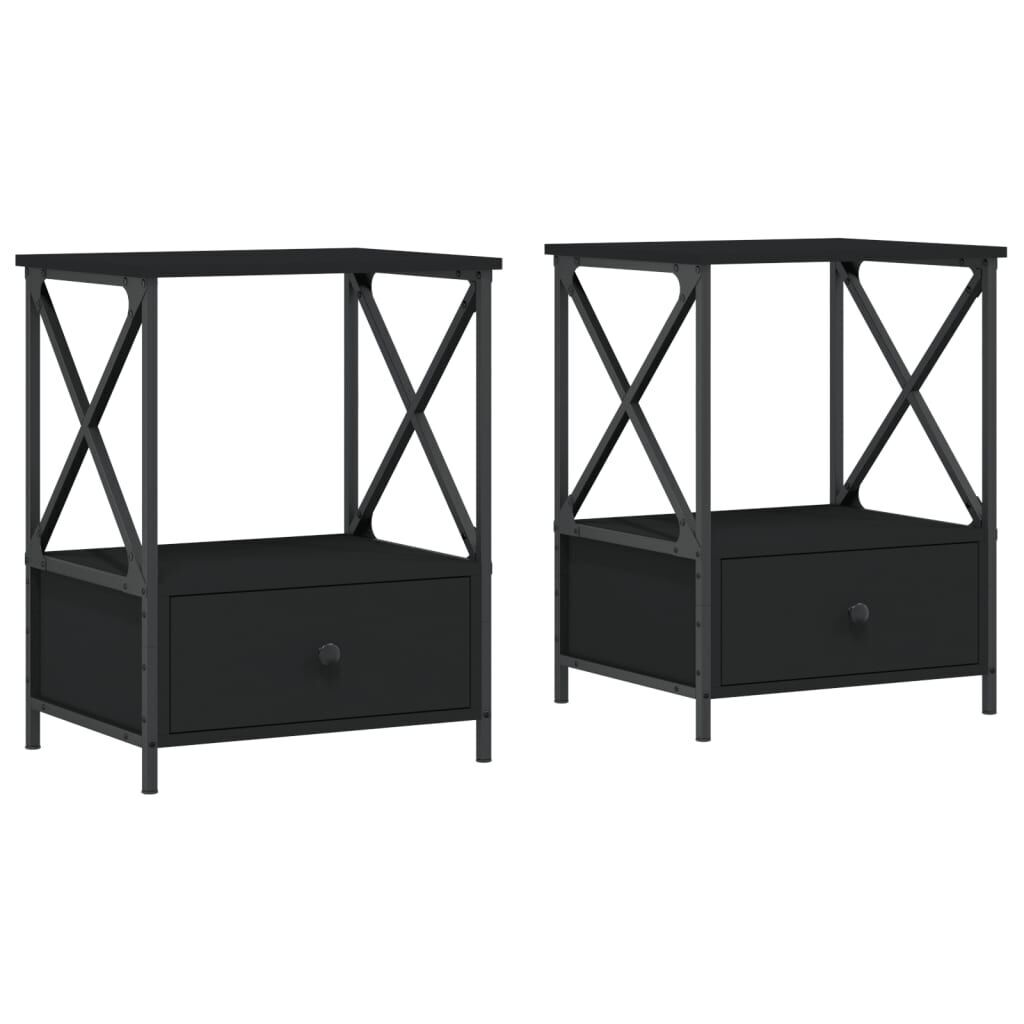 Bedside Tables 2 pcs Black 50x41x65 cm Engineered Wood Bedside Tables 2 pcs Black 50x41x65 cm Engineered Wood
