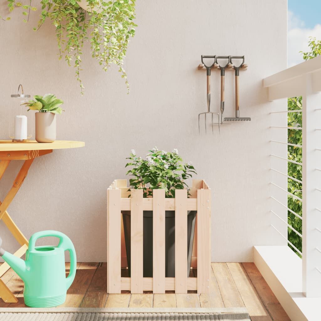 Garden Planter with Fence Design 50x50x50 cm Solid Wood Pine Garden Planter with Fence Design 50x50x50 cm Solid Wood Pine