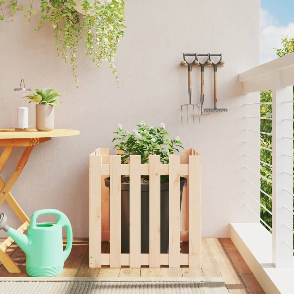 Garden Planter with Fence Design 60x60x60 cm Solid Wood Pine Garden Planter with Fence Design 60x60x60 cm Solid Wood Pine