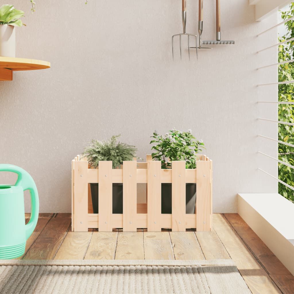 Garden Planter with Fence Design 60x30x30 cm Solid Wood Pine Garden Planter with Fence Design 60x30x30 cm Solid Wood Pine