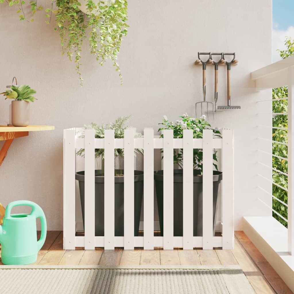 Garden Raised Bed with Fence Design White 100x50x70 cm Solid Wood Pine Garden Raised Bed with Fence Design White 100x50x70 cm Solid Wood Pine