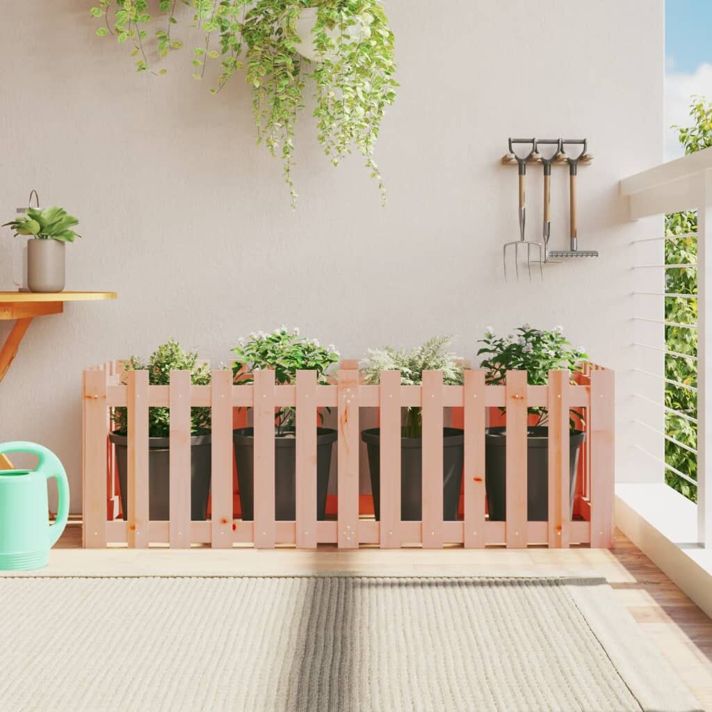 Garden Raised Bed with Fence Design 150x50x50 cm Solid Wood Douglas Garden Raised Bed with Fence Design 150x50x50 cm Solid Wood Douglas