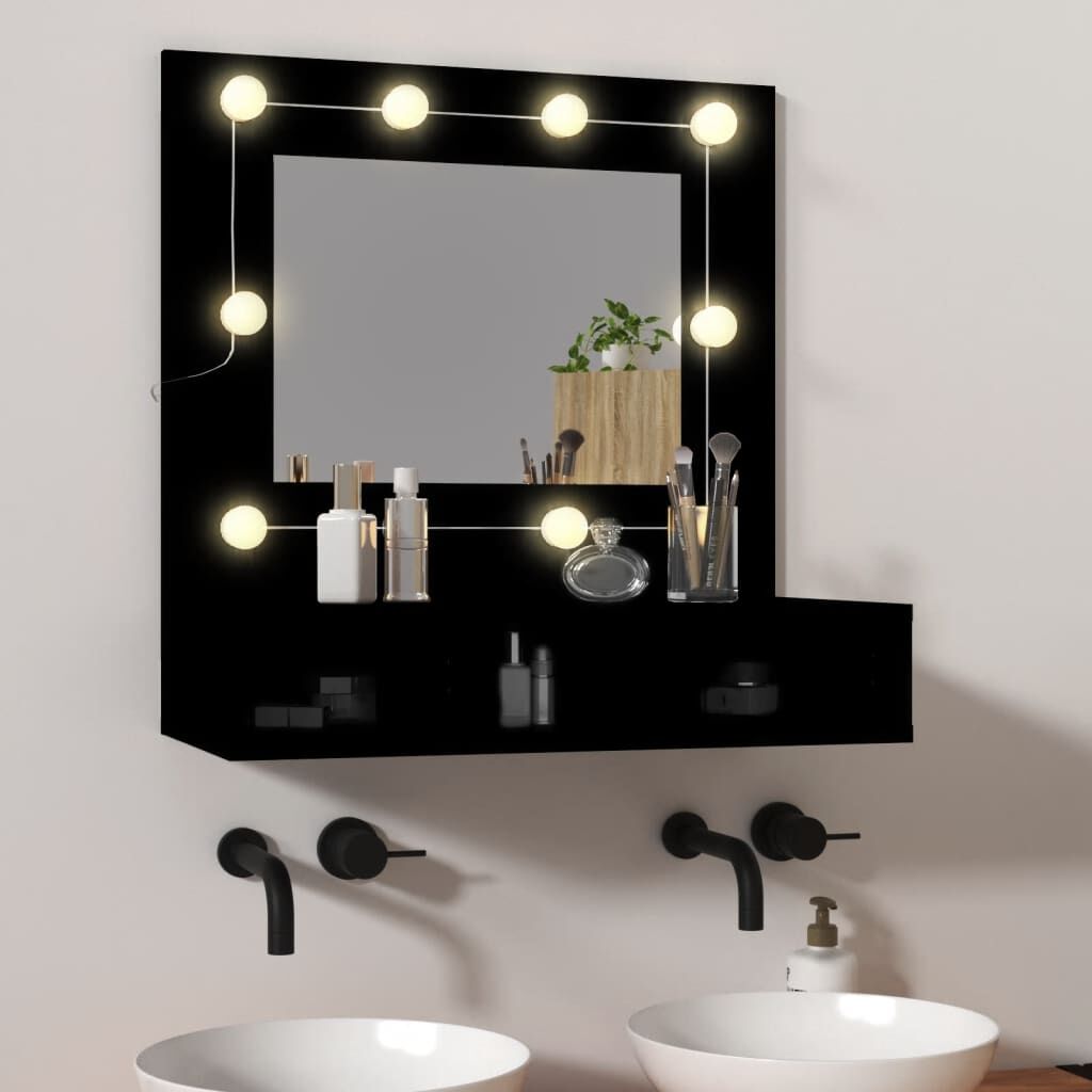 Mirror Cabinet with LED Black 60x31.5x62 cm Mirror Cabinet with LED Black 60x31.5x62 cm