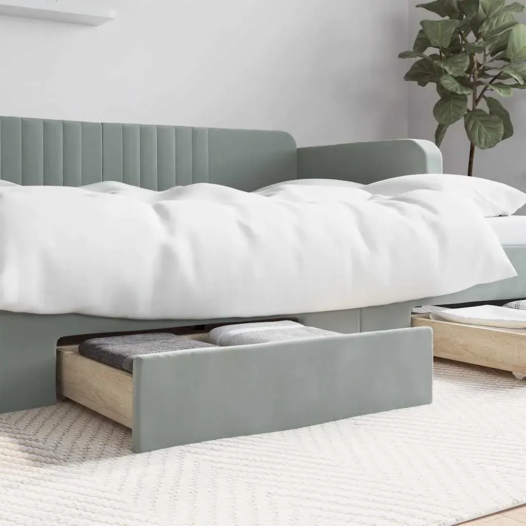 Bed Drawers 2 pcs Light Grey Engineered Wood and Velvet Bed Drawers 2 pcs Light Grey Engineered Wood and Velvet