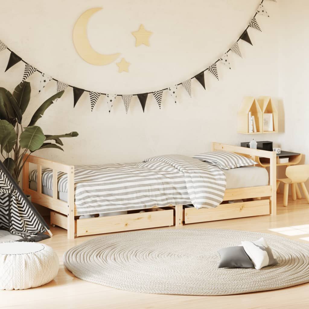 Kids Bed Frame with Drawers 90x190 cm Solid Wood Pine Kids Bed Frame with Drawers 90x190 cm Solid Wood Pine