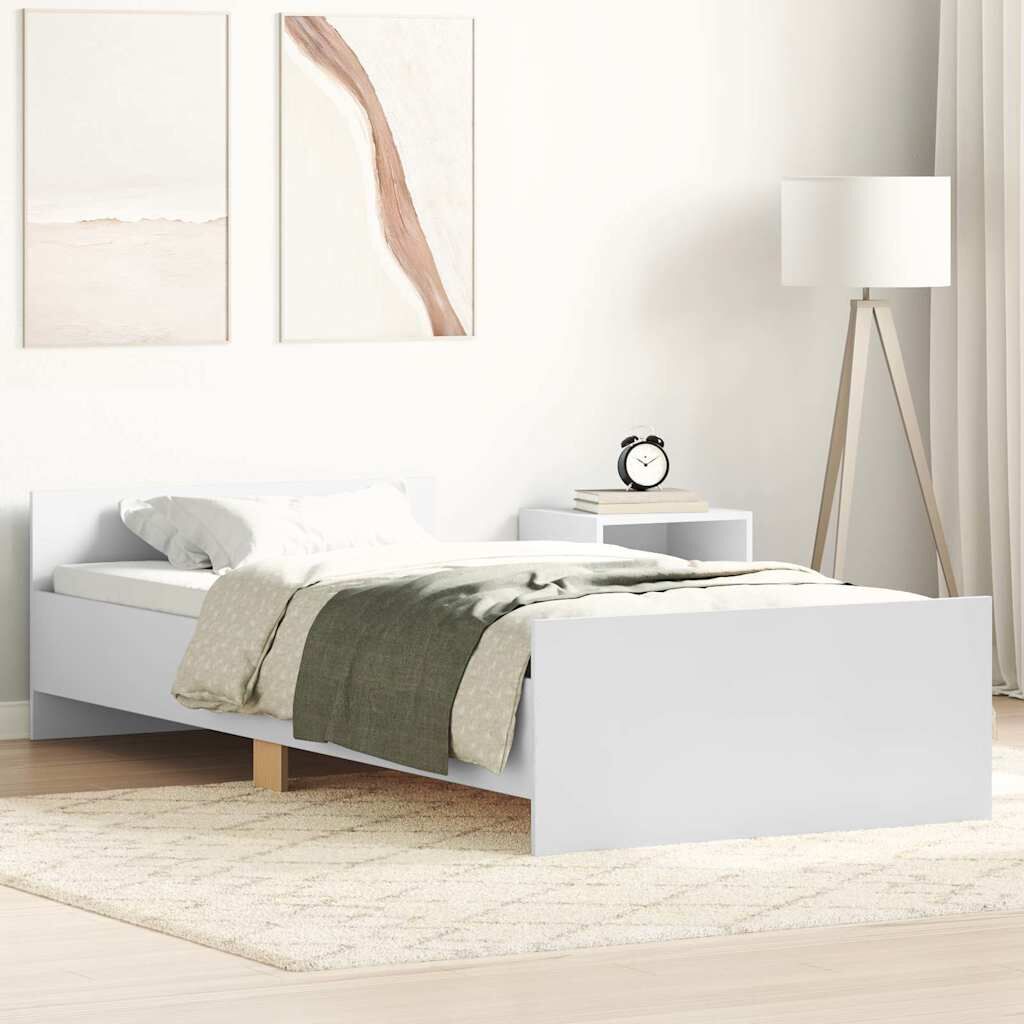 Bed Frame without Mattress White 90x190 cm Engineered Wood Bed Frame without Mattress White 90x190 cm Engineered Wood