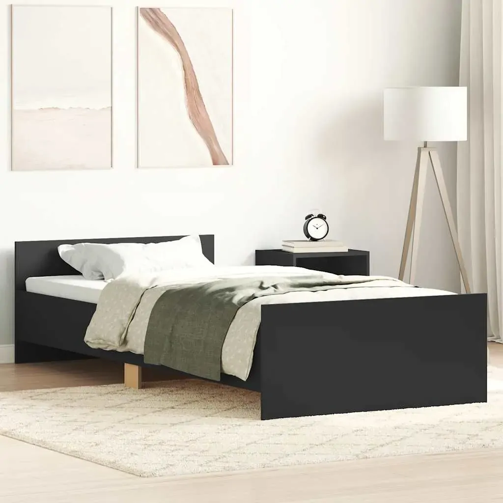 Bed Frame without Mattress Black 90x190 cm Engineered Wood Bed Frame without Mattress Black 90x190 cm Engineered Wood