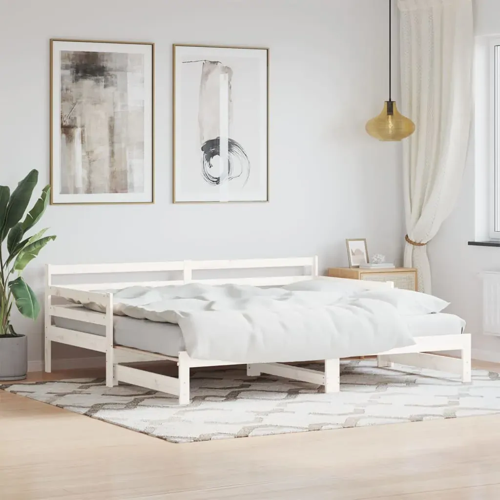 Daybed with Trundle without Mattress White 90x190 cm Solid Wood Daybed with Trundle without Mattress White 90x190 cm Solid Wood