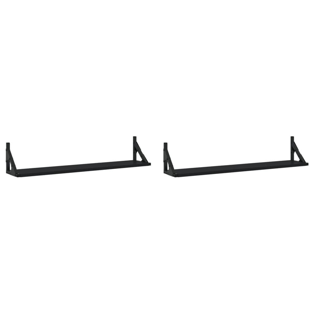 Wall Shelves 2 pcs Black 80x15x15.5 cm Engineered Wood Wall Shelves 2 pcs Black 80x15x15.5 cm Engineered Wood