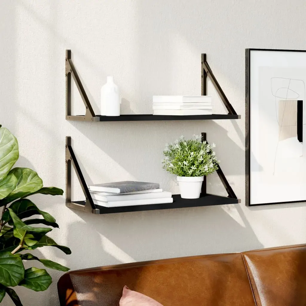 Wall Shelves 2 pcs Black 60x25x25.5 cm Engineered Wood Wall Shelves 2 pcs Black 60x25x25.5 cm Engineered Wood