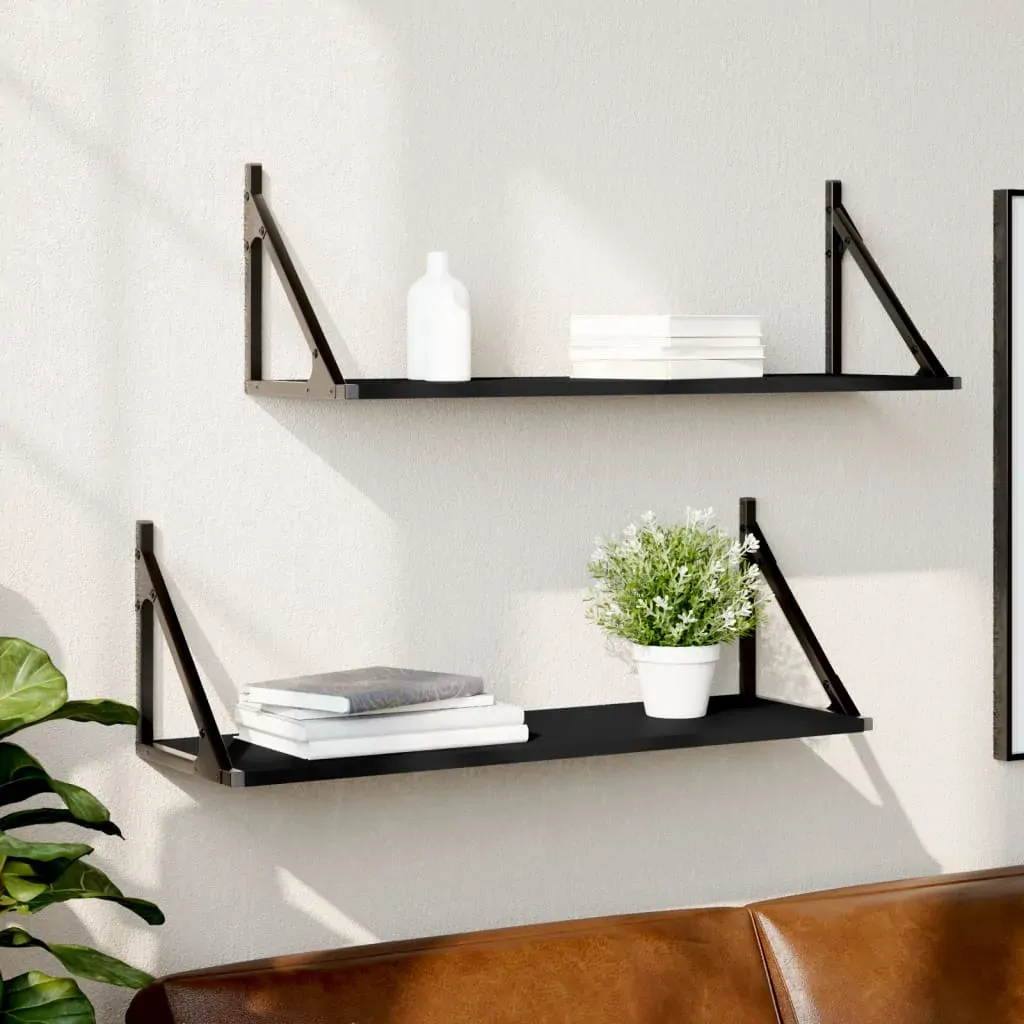 Wall Shelves 2 pcs Black 80x25x25.5 cm Engineered Wood Wall Shelves 2 pcs Black 80x25x25.5 cm Engineered Wood