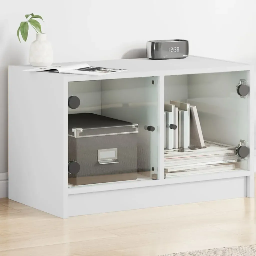 TV Cabinet with Glass Doors White 68x37x42 cm TV Cabinet with Glass Doors White 68x37x42 cm