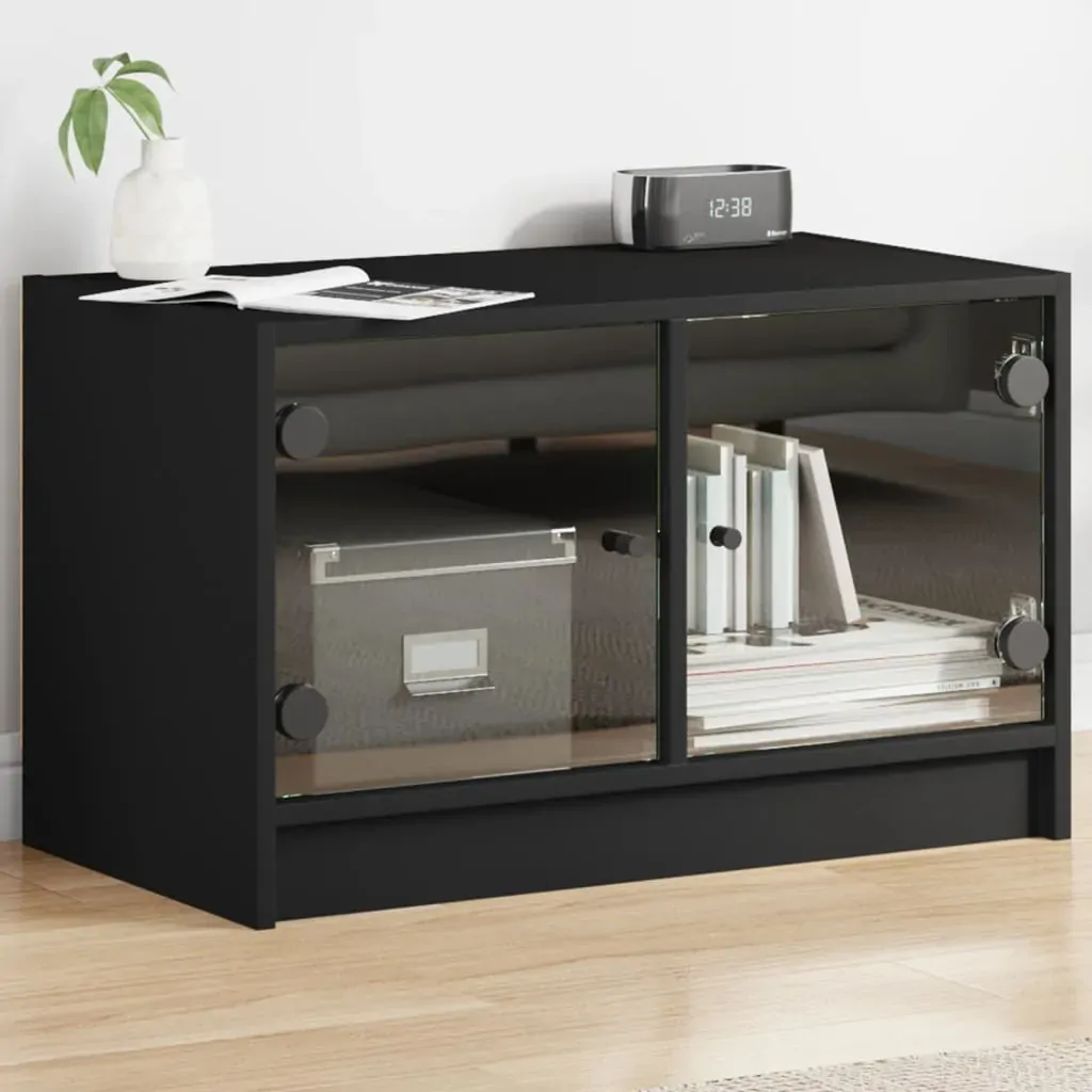TV Cabinet with Glass Doors Black 68x37x42 cm TV Cabinet with Glass Doors Black 68x37x42 cm