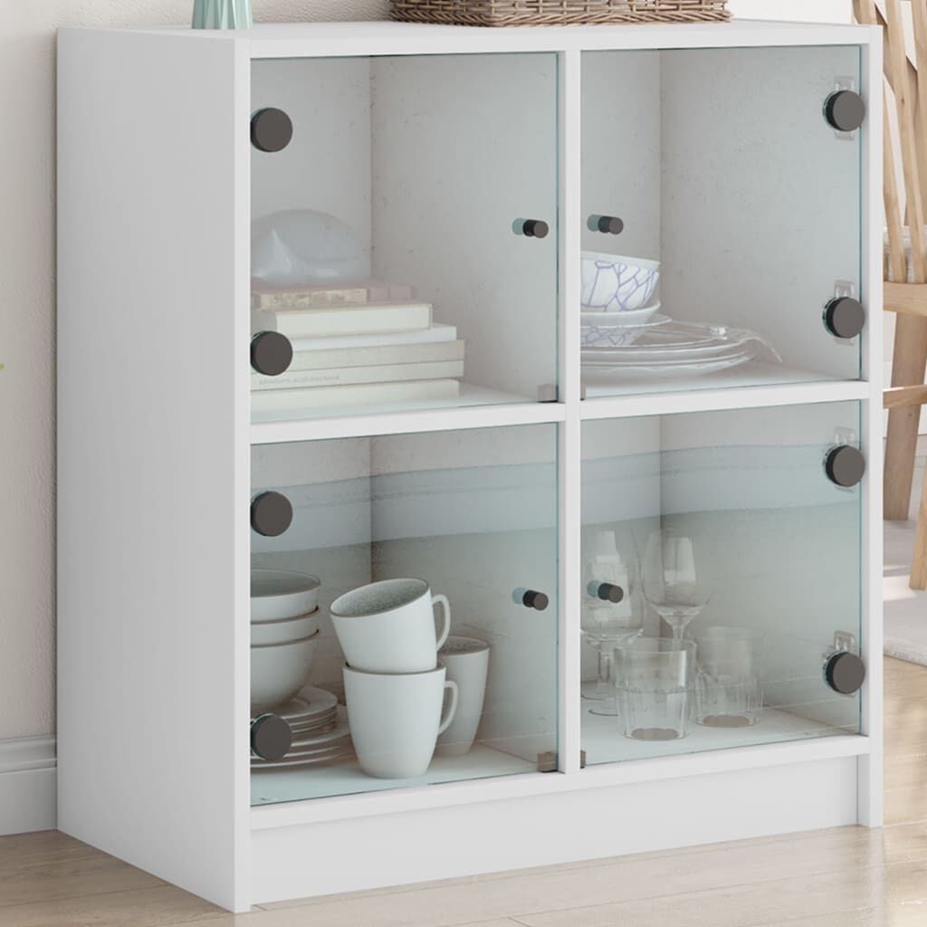 Side Cabinet with Glass Doors White 68x37x75.5 cm Side Cabinet with Glass Doors White 68x37x75.5 cm