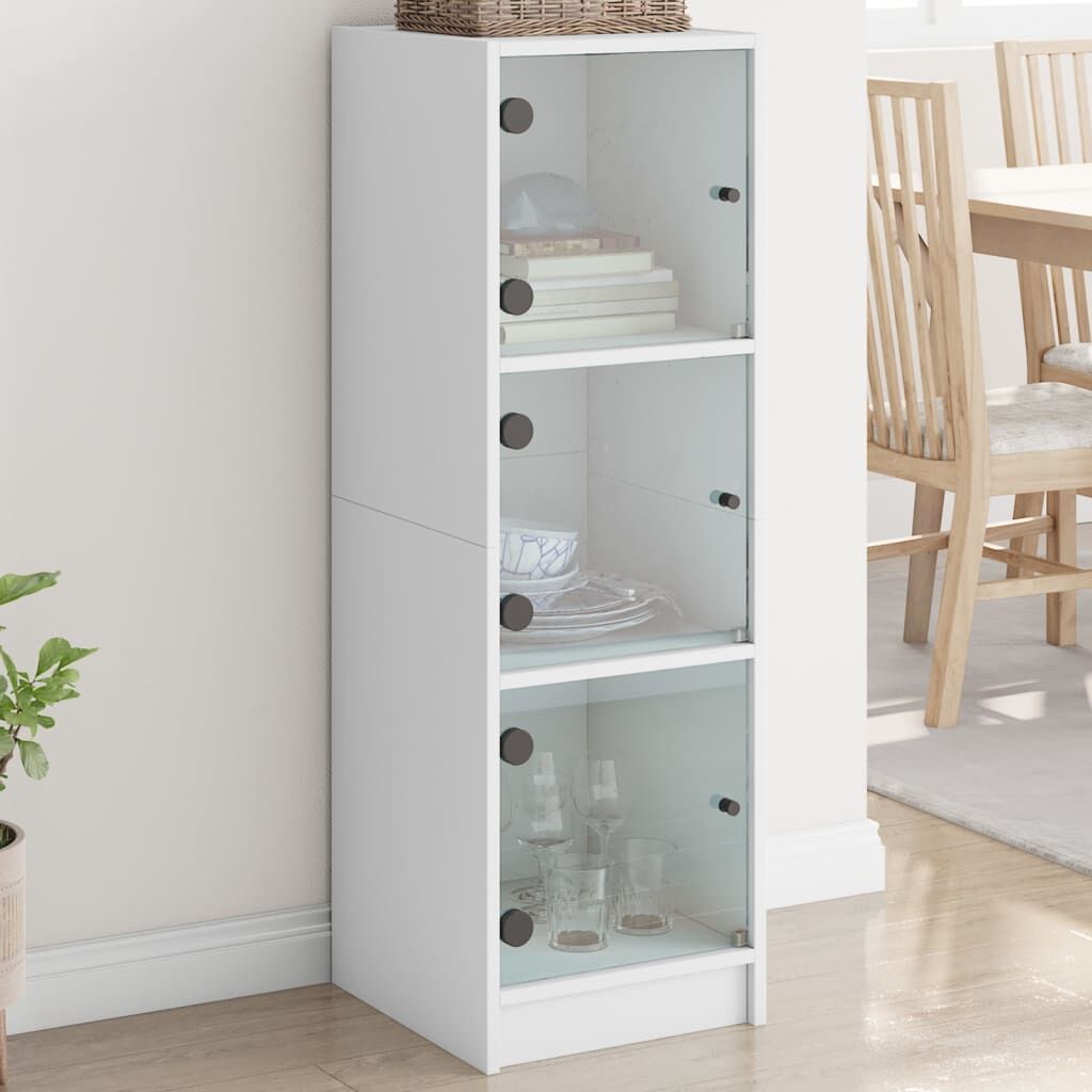 Highboard with Glass Doors White 35x37x109 cm Highboard with Glass Doors White 35x37x109 cm