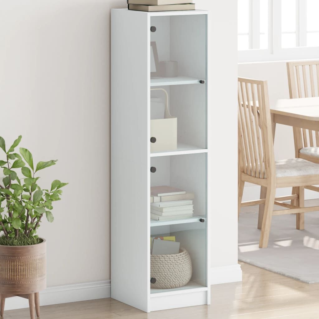Highboard with Glass Doors White 35x37x142 cm Highboard with Glass Doors White 35x37x142 cm