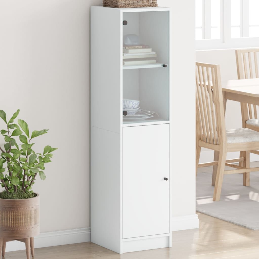 Highboard with Glass Door White 35x37x142 cm Highboard with Glass Door White 35x37x142 cm