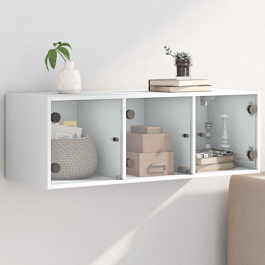 Wall Cabinet with Glass Doors White 102x37x35 cm Wall Cabinet with Glass Doors White 102x37x35 cm