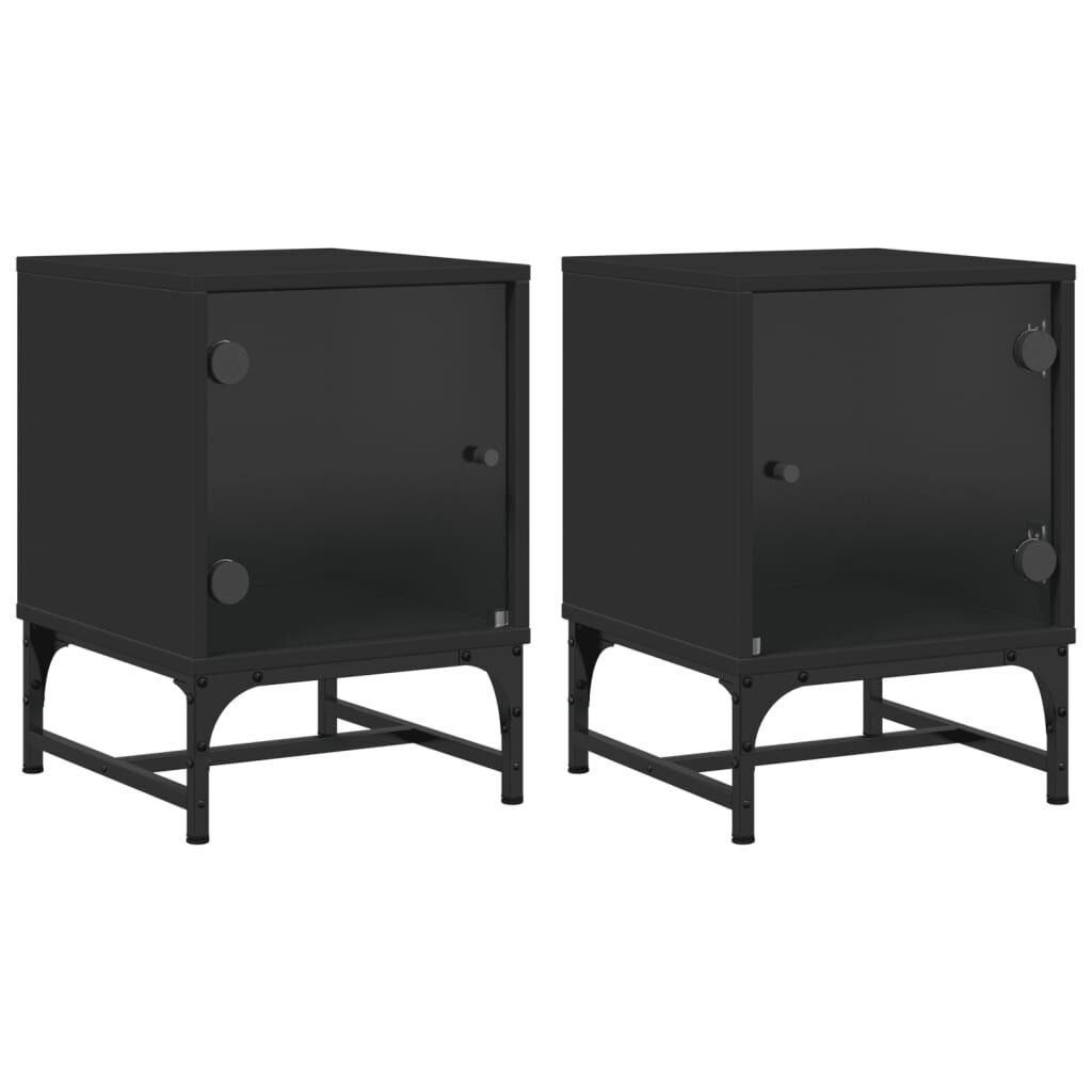 Bedside Cabinets with Glass Doors 2 pcs Black 35x37x50 cm Bedside Cabinets with Glass Doors 2 pcs Black 35x37x50 cm