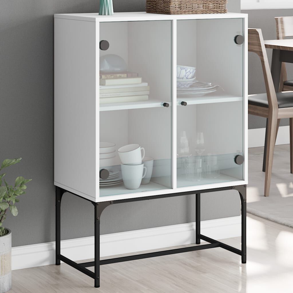 Side Cabinet with Glass Doors White 69x37x100 cm Side Cabinet with Glass Doors White 69x37x100 cm