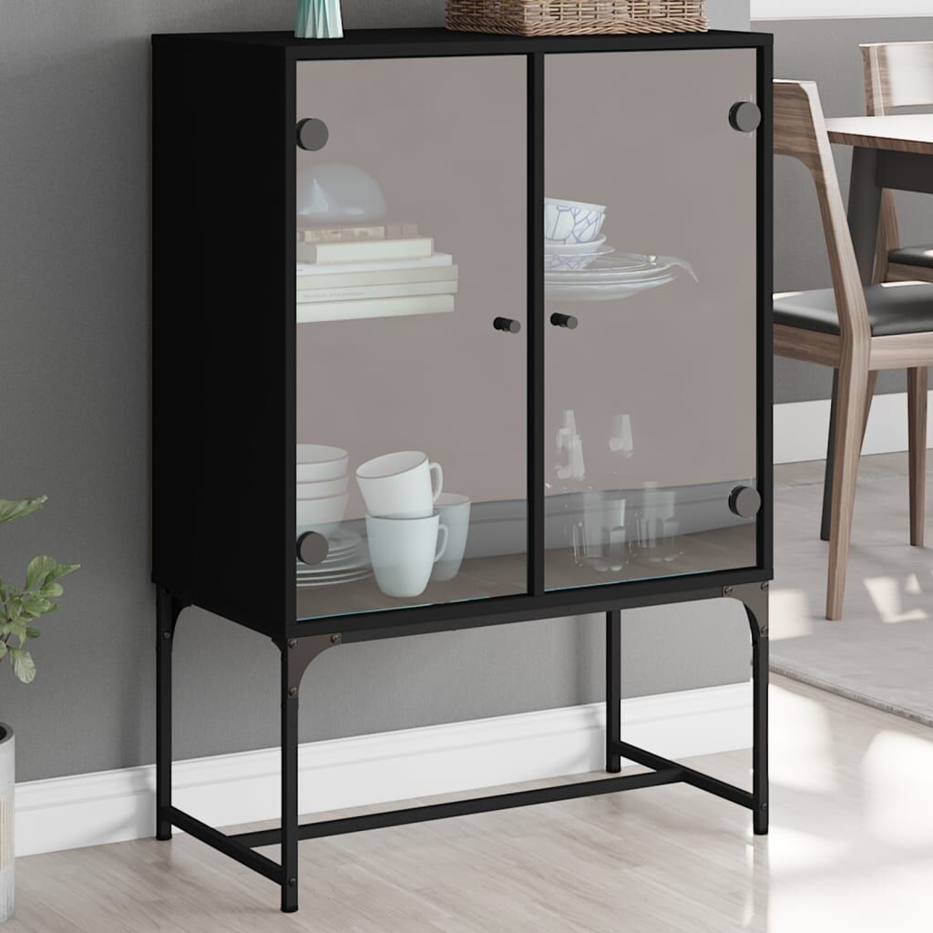 Side Cabinet with Glass Doors Black 69x37x100 cm Side Cabinet with Glass Doors Black 69x37x100 cm