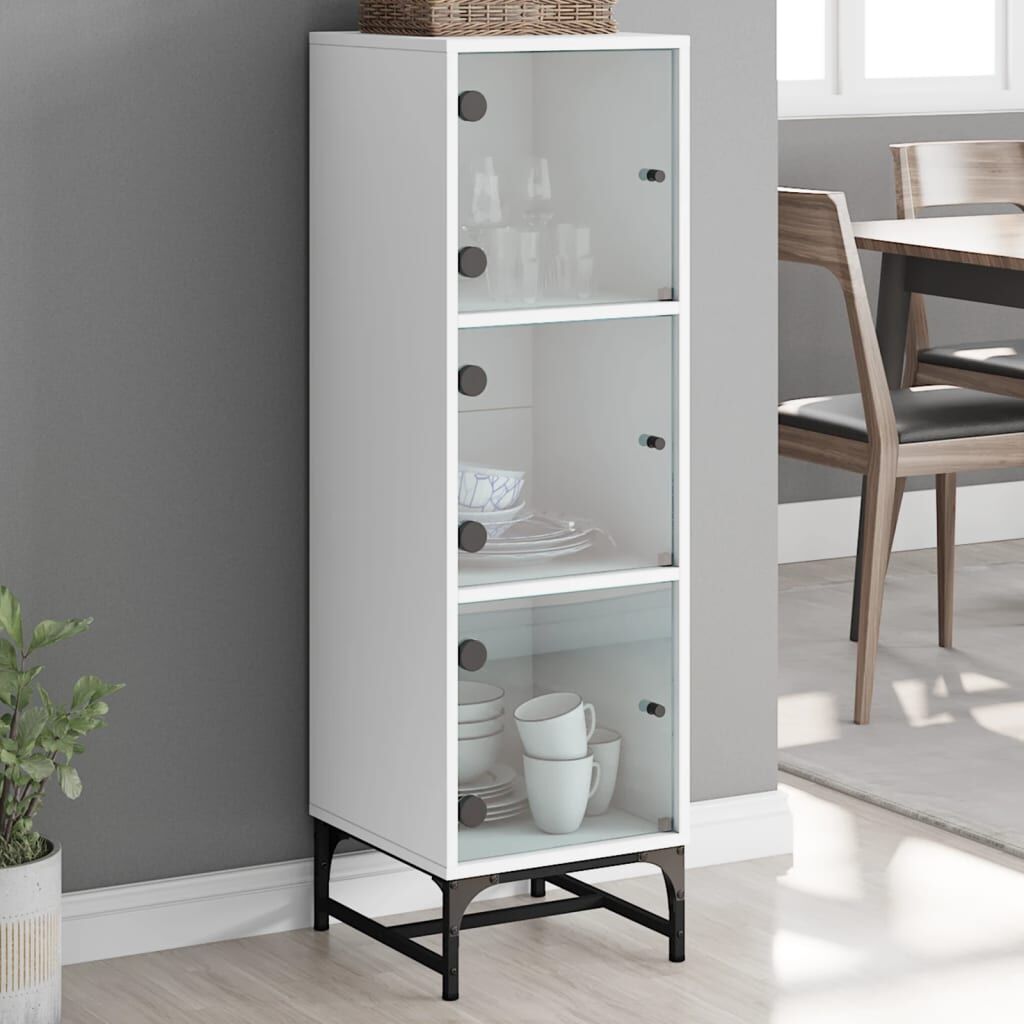 Highboard with Glass Doors White 35x37x120 cm Highboard with Glass Doors White 35x37x120 cm